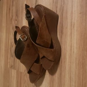 Born Emmy Platform Wedge Leather Sandals, size 7 (38)